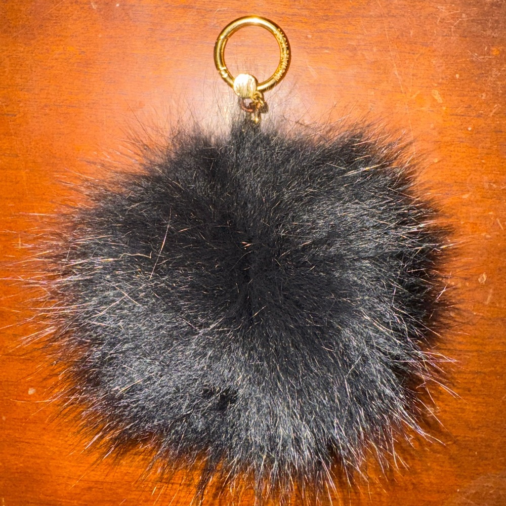 Michael Kors Black Fur Pom Pom Key Chain NWOT